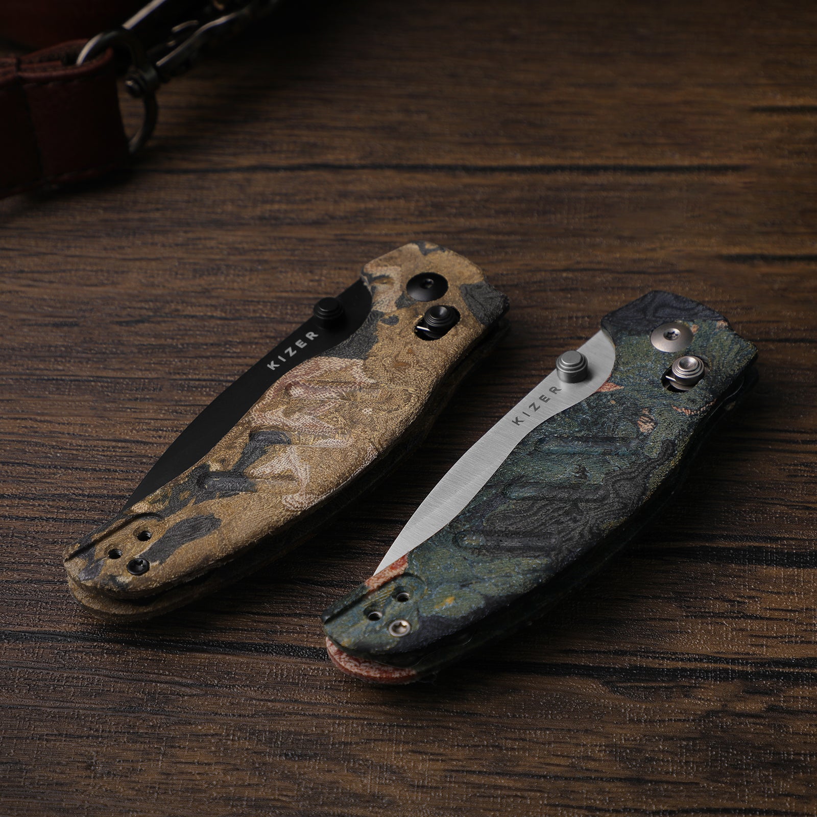 Sheepdog® C01C 2.9 BS | Current Micarta (Orange Burl Canvas) | Kizer Button Liner Lock™ | Nitro-V | KizerV™ 3488.29BSA3