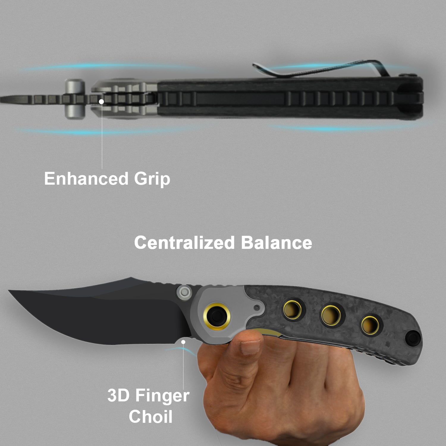PIONEER | M390 | Titanium & Marble Carbon Fiber | KizerB™ FK03A1