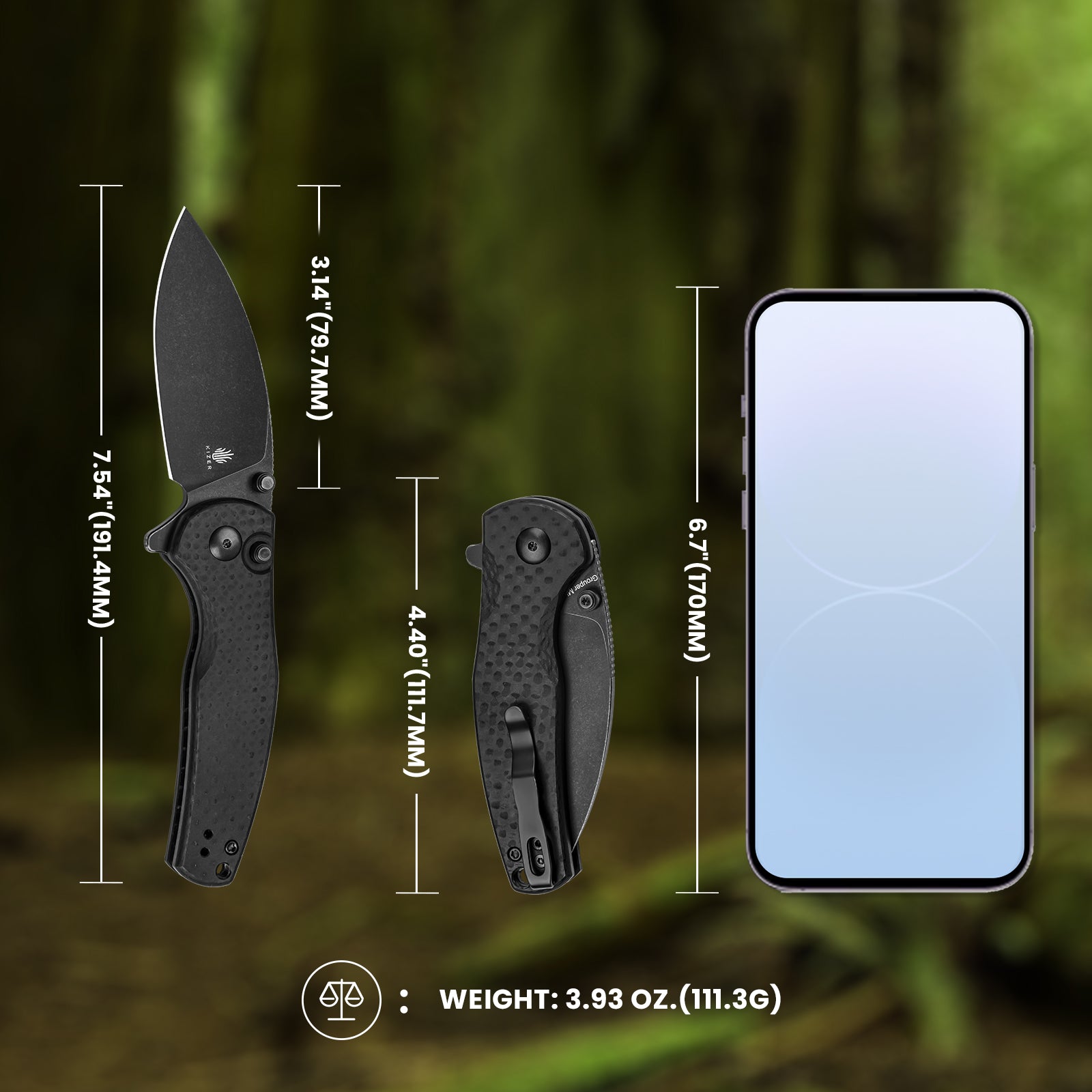 Mini Grouper | Nitro V | G10 & Carbon Fiber | KizerV™ 3669A2