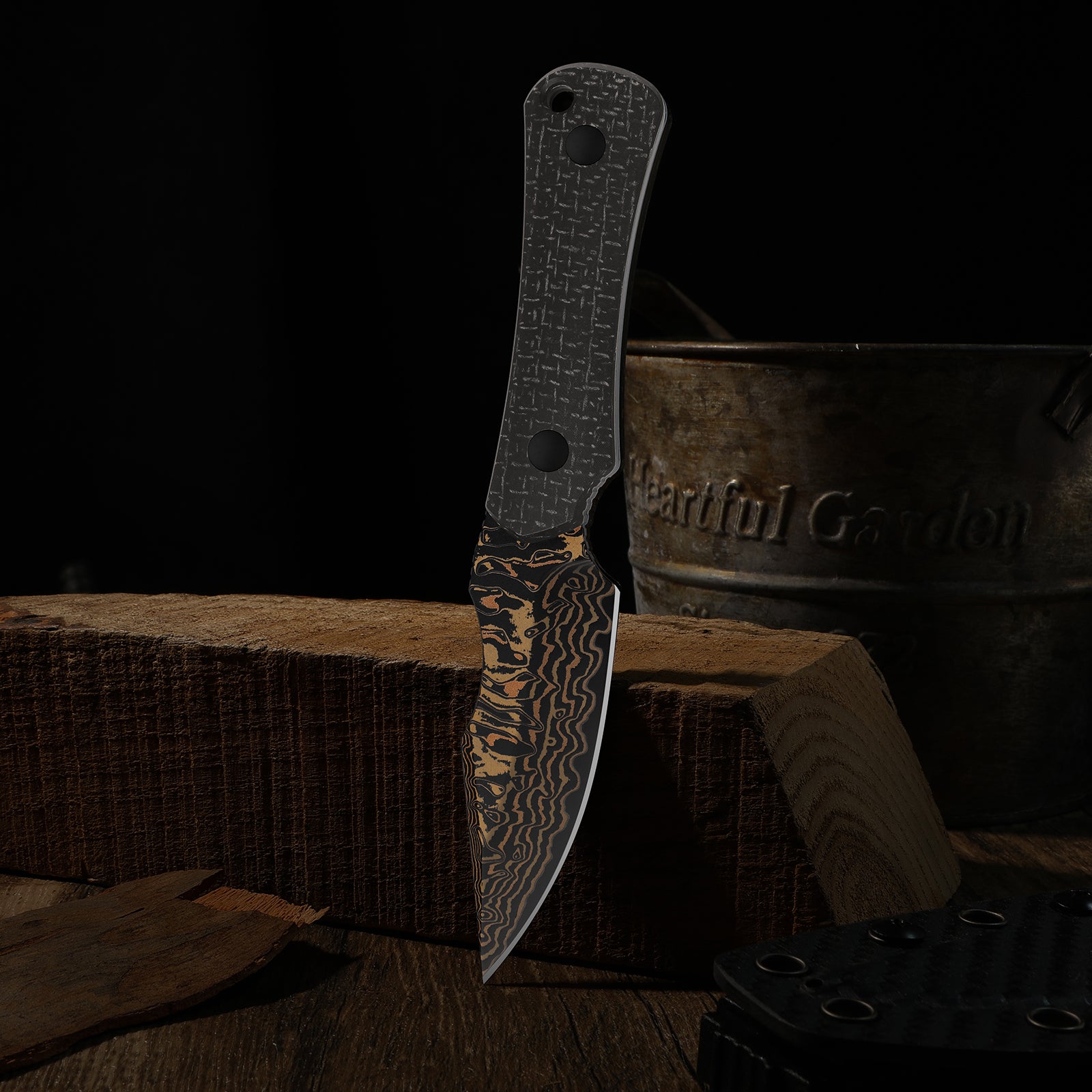 Bone | Copper Damascus + Acid-Washed | Micarta | KizerB™ 1122A2