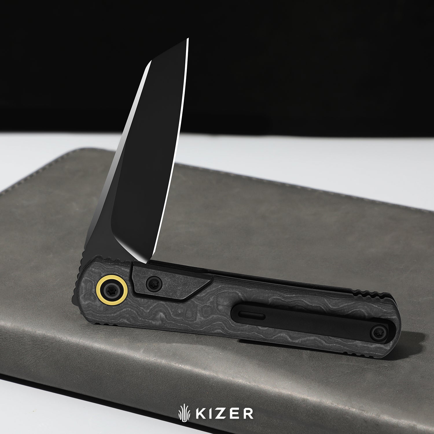 Feist 3 | CPM S90V + Polished DLC Ultra | Titanium (Matte DLC Ultra) & KizerNova™ Quartz | Hawkbill | KizerX™ 3499.3A8