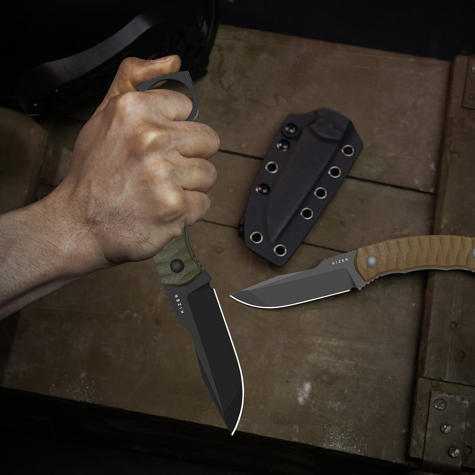Billy Bones | Deep-Grooved G10 Handle｜Lightweight Tactical | AEB-L | Fixed Blade | KizerV™ 1115A2