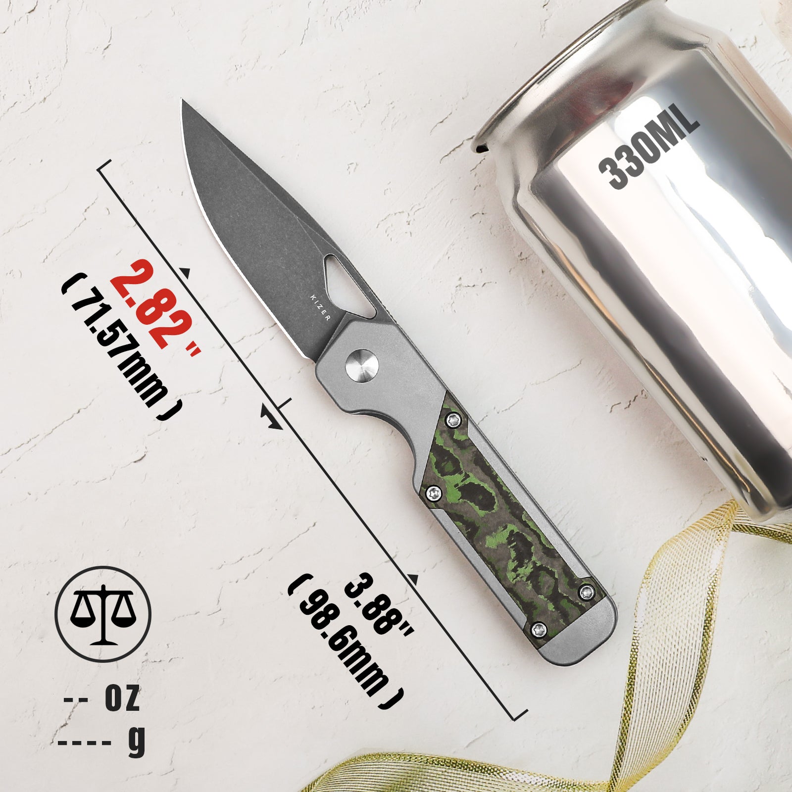 Mini Militaw® | S45VN | Titanium+Jungle Wear | KizerB™ 3634SA2