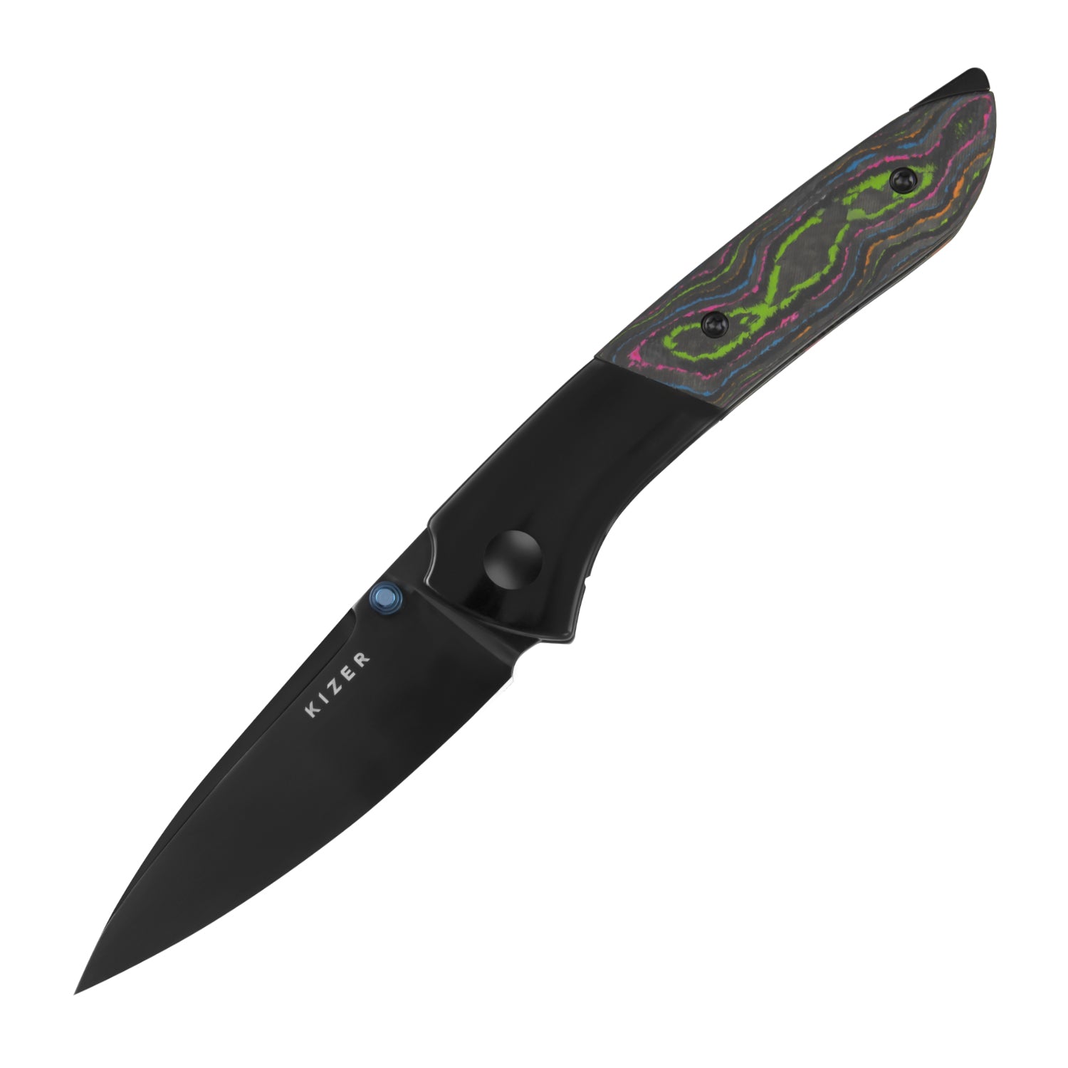 Spitfire | S35VN | Polished DLC | Titanium & Camo Carbon 80's | KizerB™ 3690A2