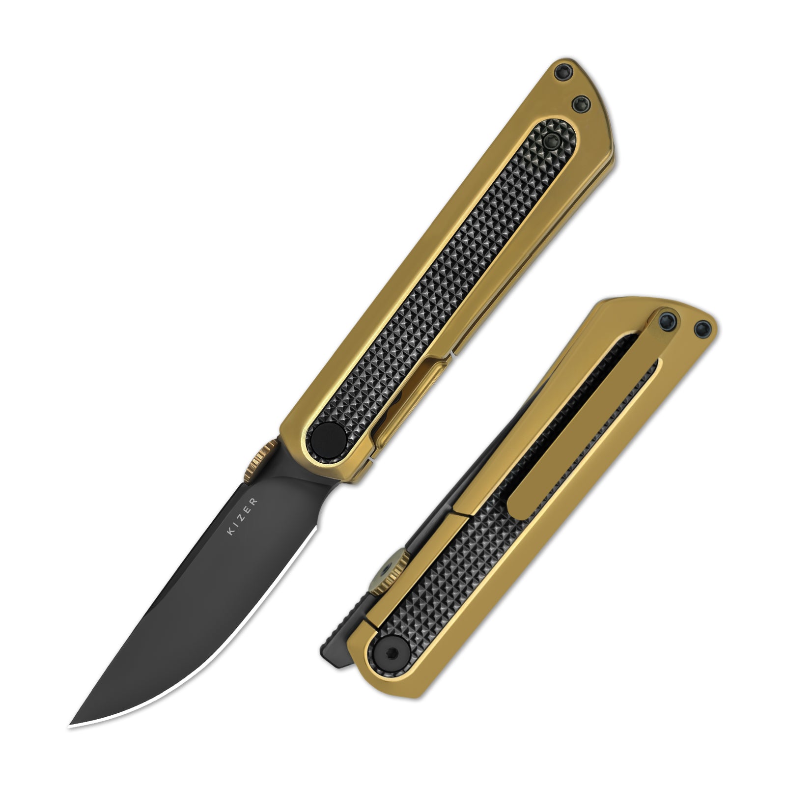 Quoll | S45VN | Titanium & Zirconium | Brushed | Matte DLC.Ultra | KizerB™ 3733A4