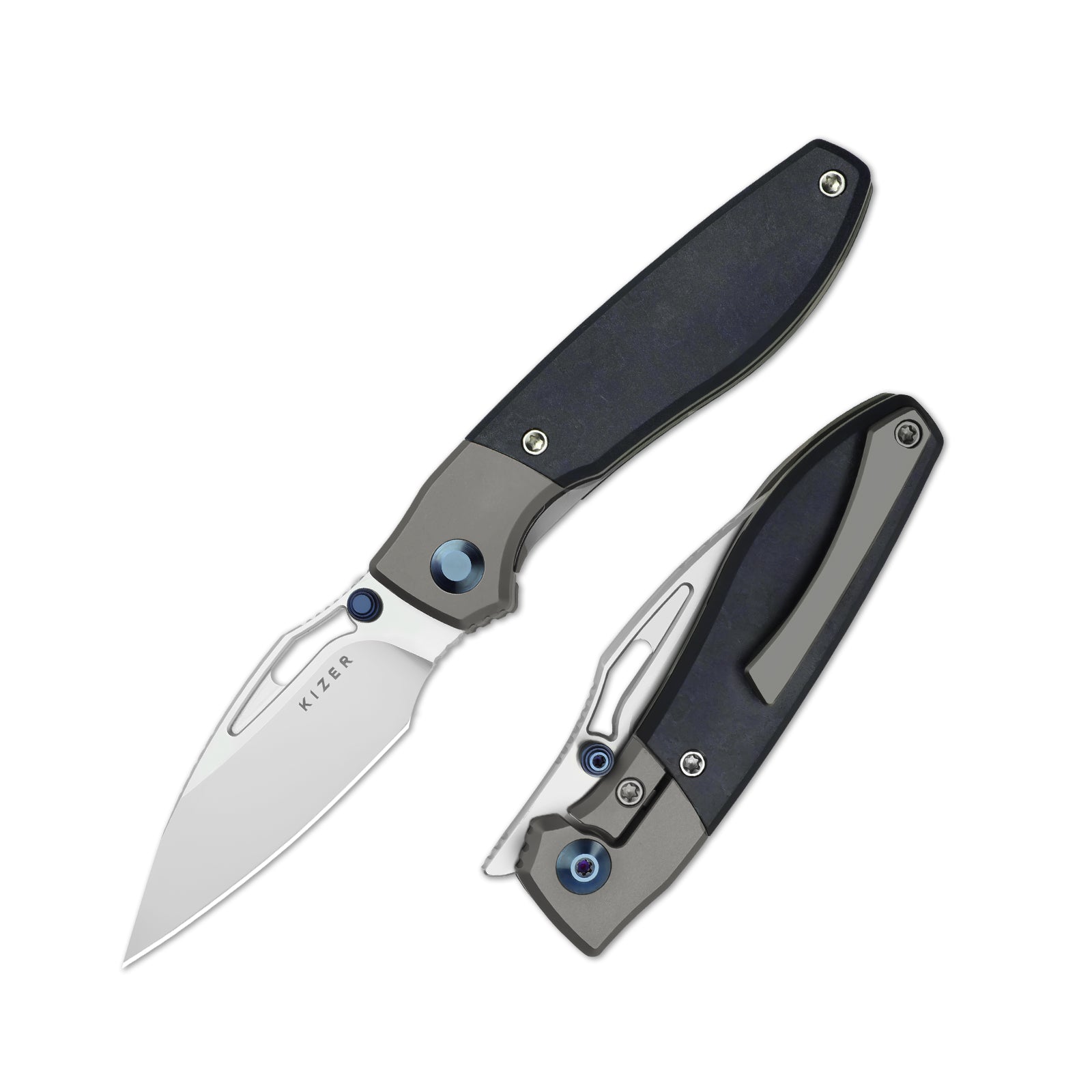 Shrike | S45VN | Titanium & Richlite | Front Flipper | KizerB™ 3746A3