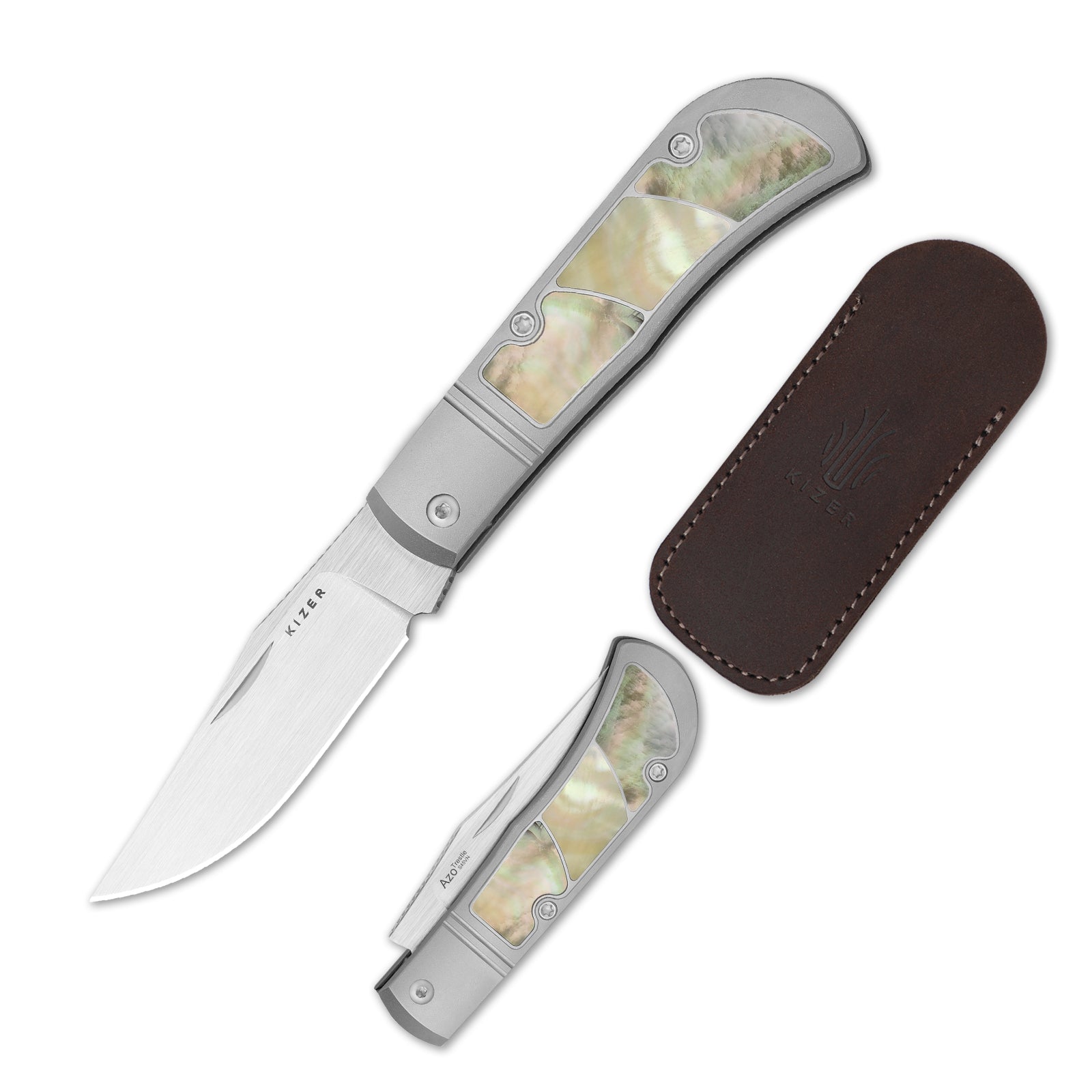 Trestle | S45VN | Titanium & Mother of Pearl | KizerB™ 3761A3