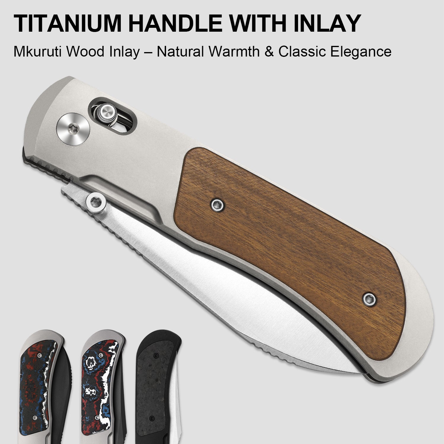Tycho | S45VN | Titanium & Mkuruti Wood | KizerB™ 4761A1