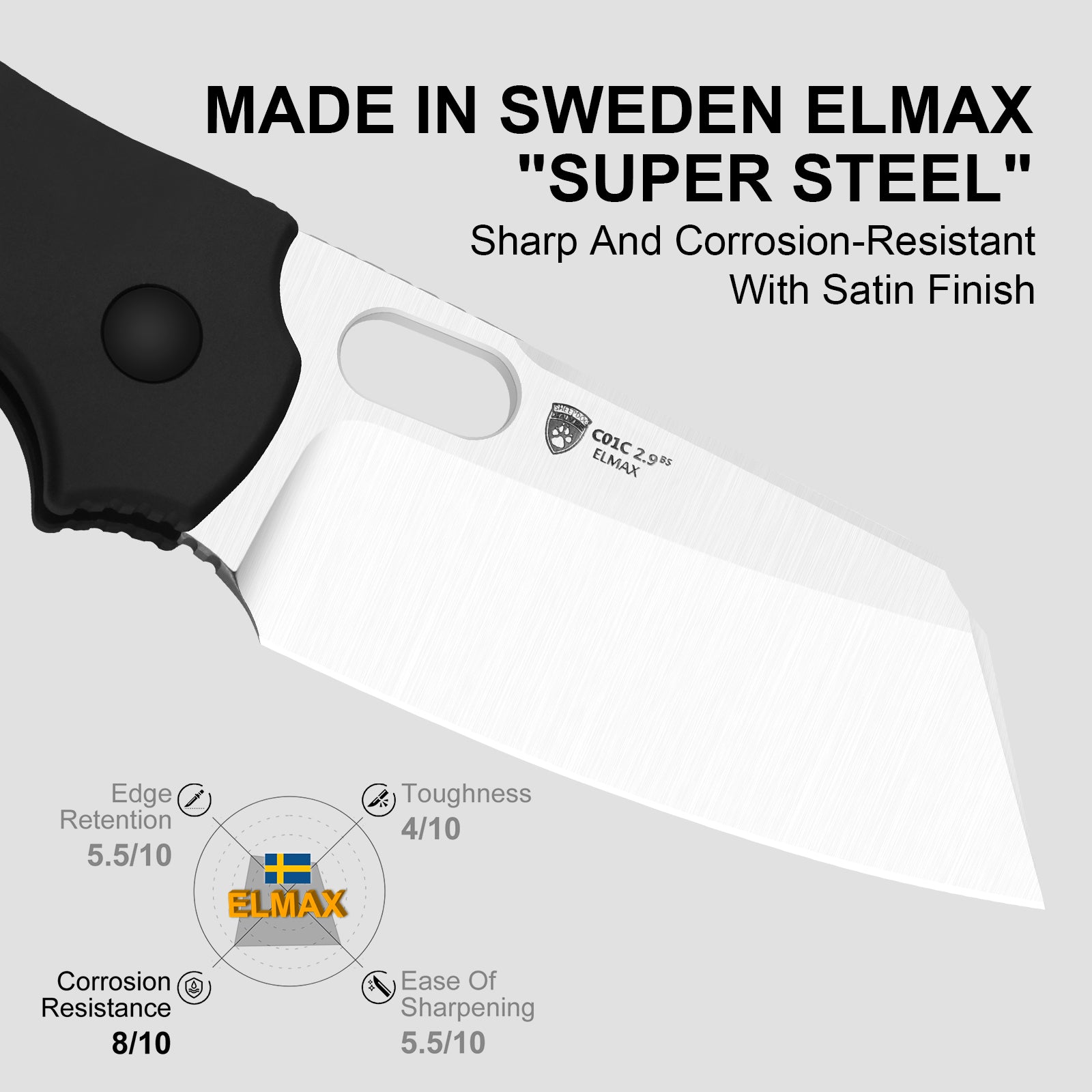 Sheepdog® Knives C01C | Kizer Button Liner Lock™ | ELMAX | Aluminum  | KizerB™ 3488.29BSA1
