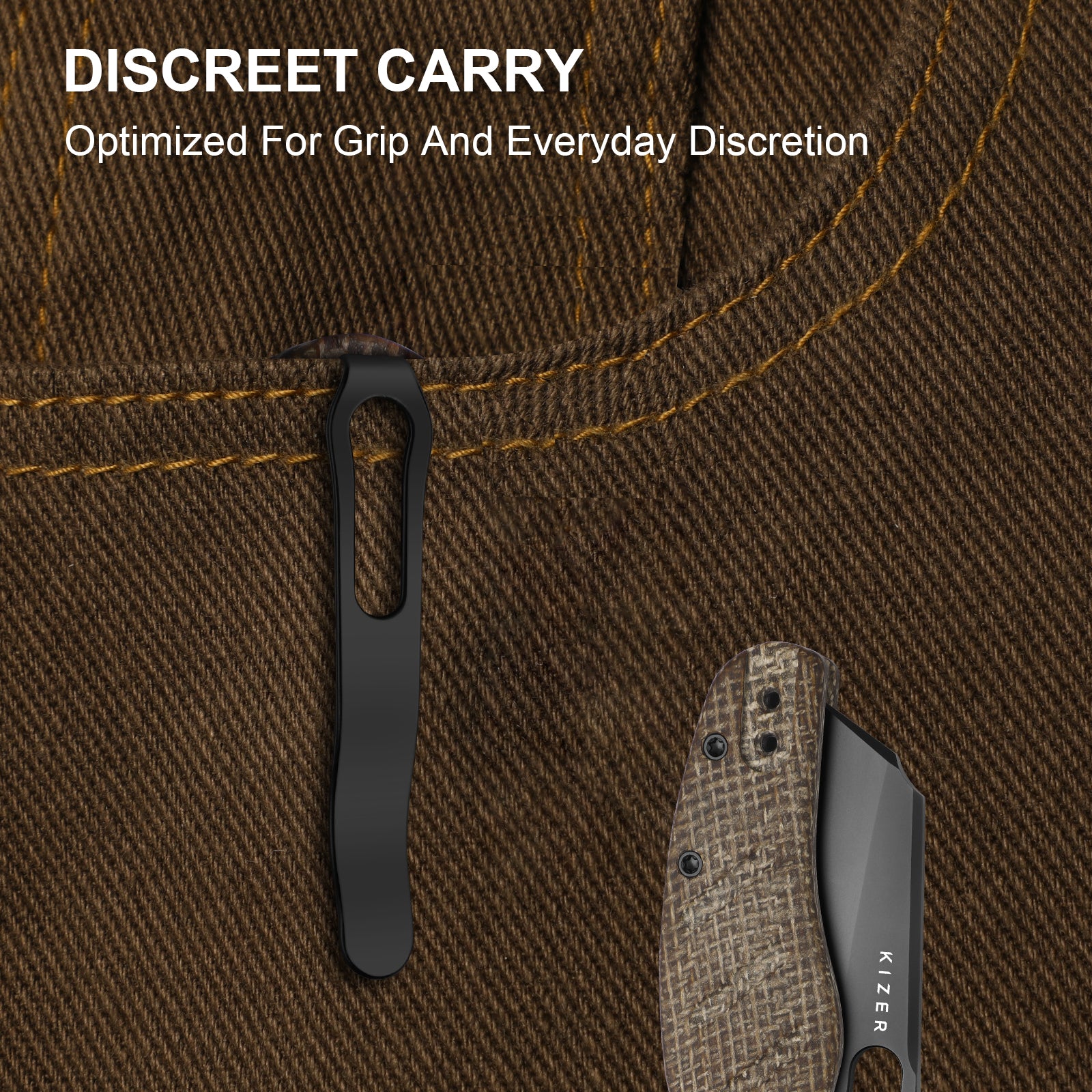 Sheepdog® Knives C01C | Kizer Button Liner Lock™ | DLC Ultra | ELMAX | Norplex UltreX™ Micarta  | KizerB™ 3488.29BSA2