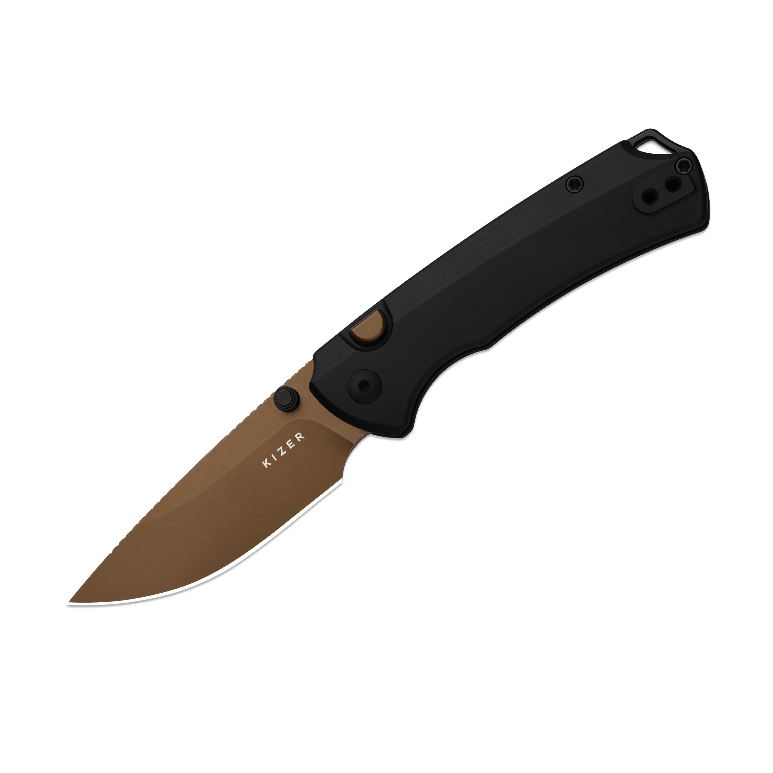 T1 BD | Kizer Button Liner Lock™ | Elmax with DLC | Titanium Handle | KizerB™ 3490.2BDA2