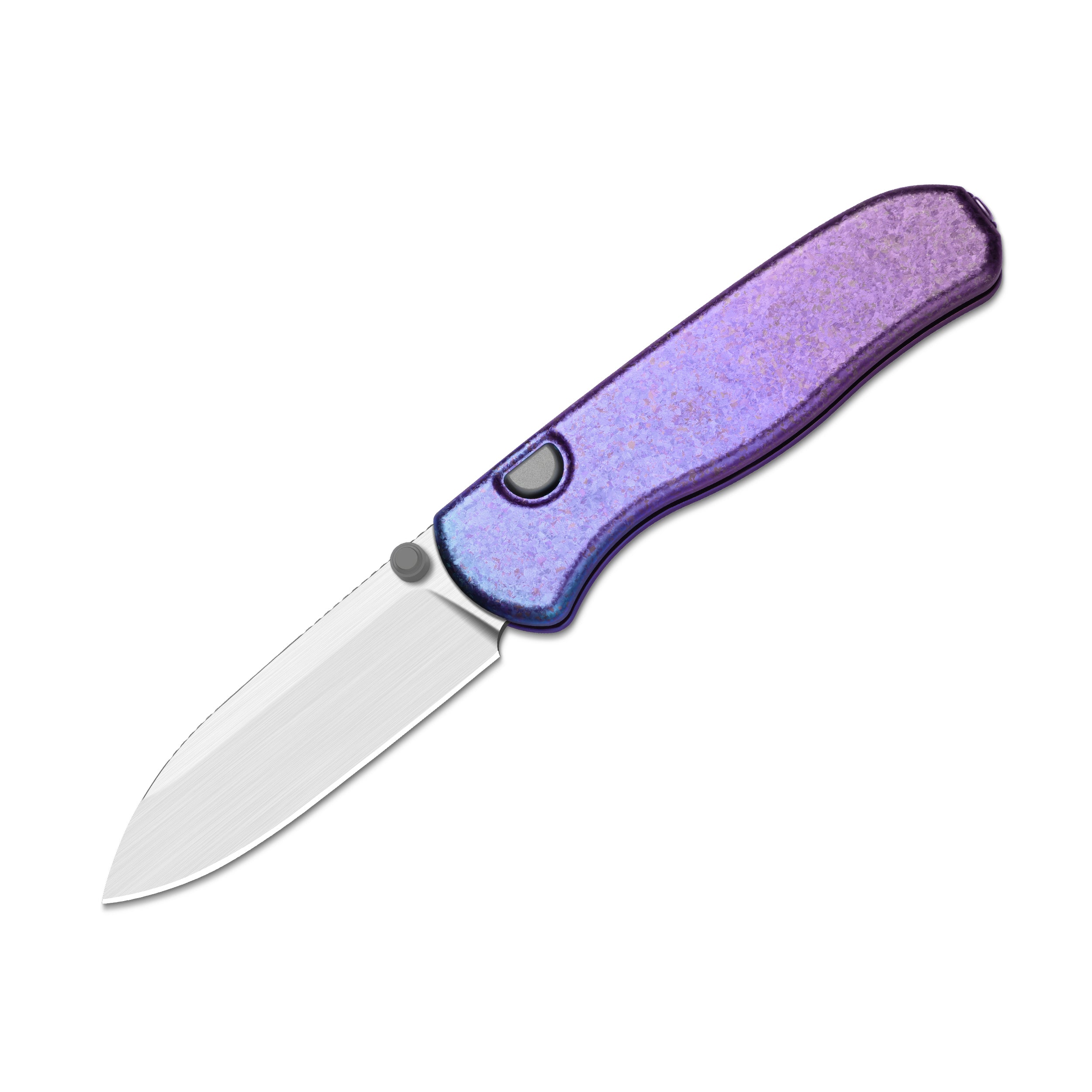 Drop Bear® Zero | Kizer Button Liner Lock™ | Elmax + Hand-Brushed + Hollow Grind | Crystallized Titanium | KizerB™ 3619BDA5