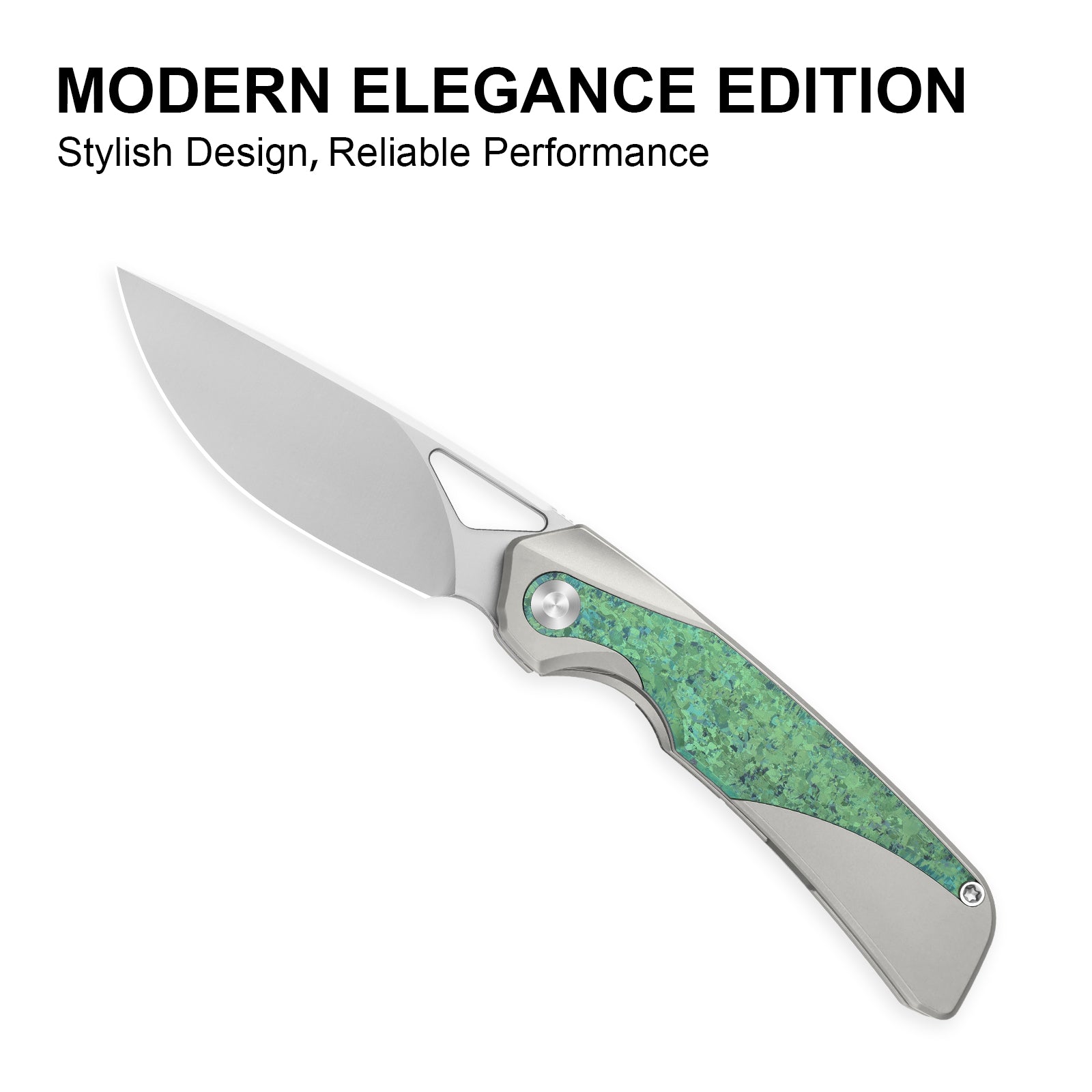 Topsail | M390 | Titanium & Crystallized Titanium | Front Flipper | KizerB™ 3735A4