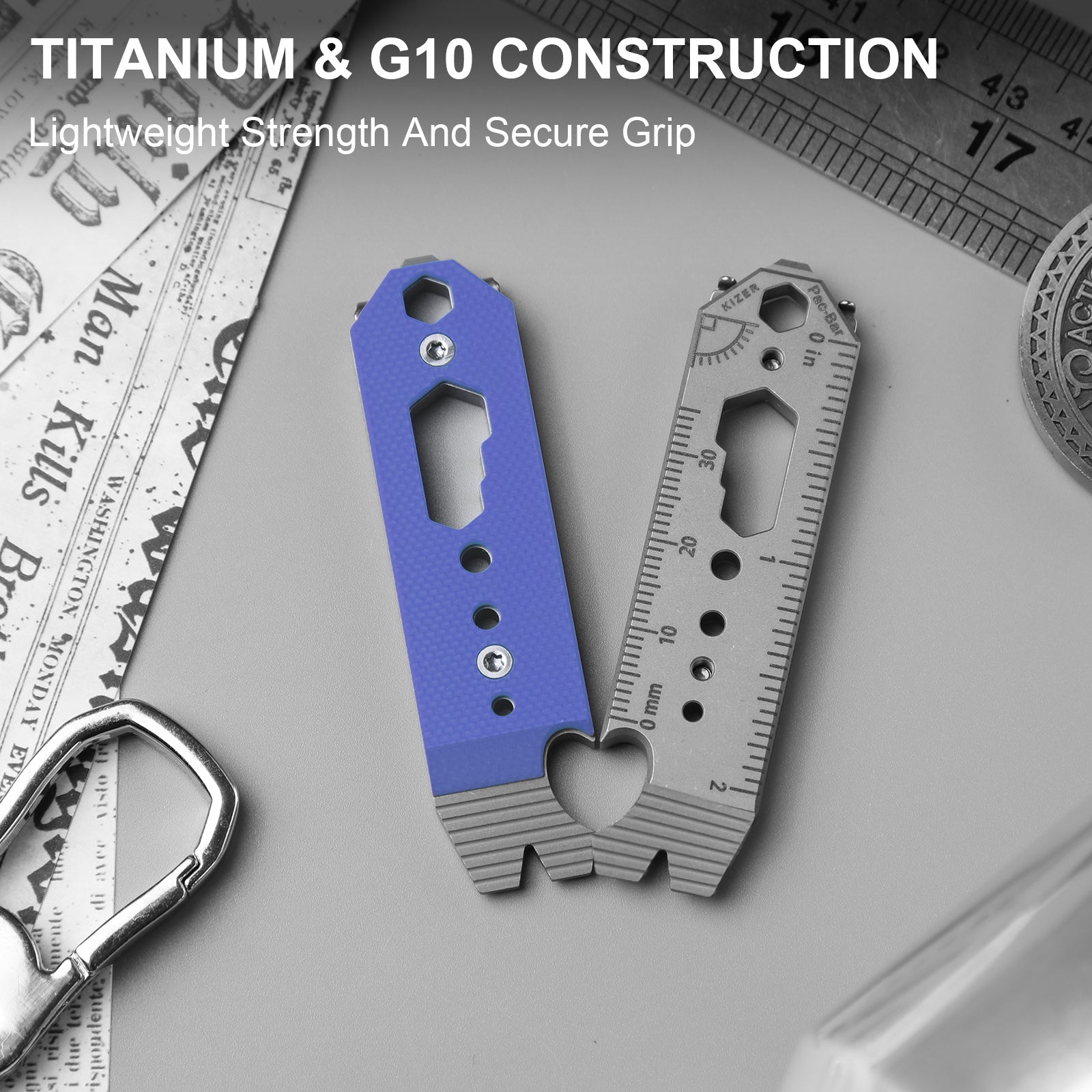 Kizer Titanium & G10 EDC Multi-Functional Tools Orange Pac-Bar