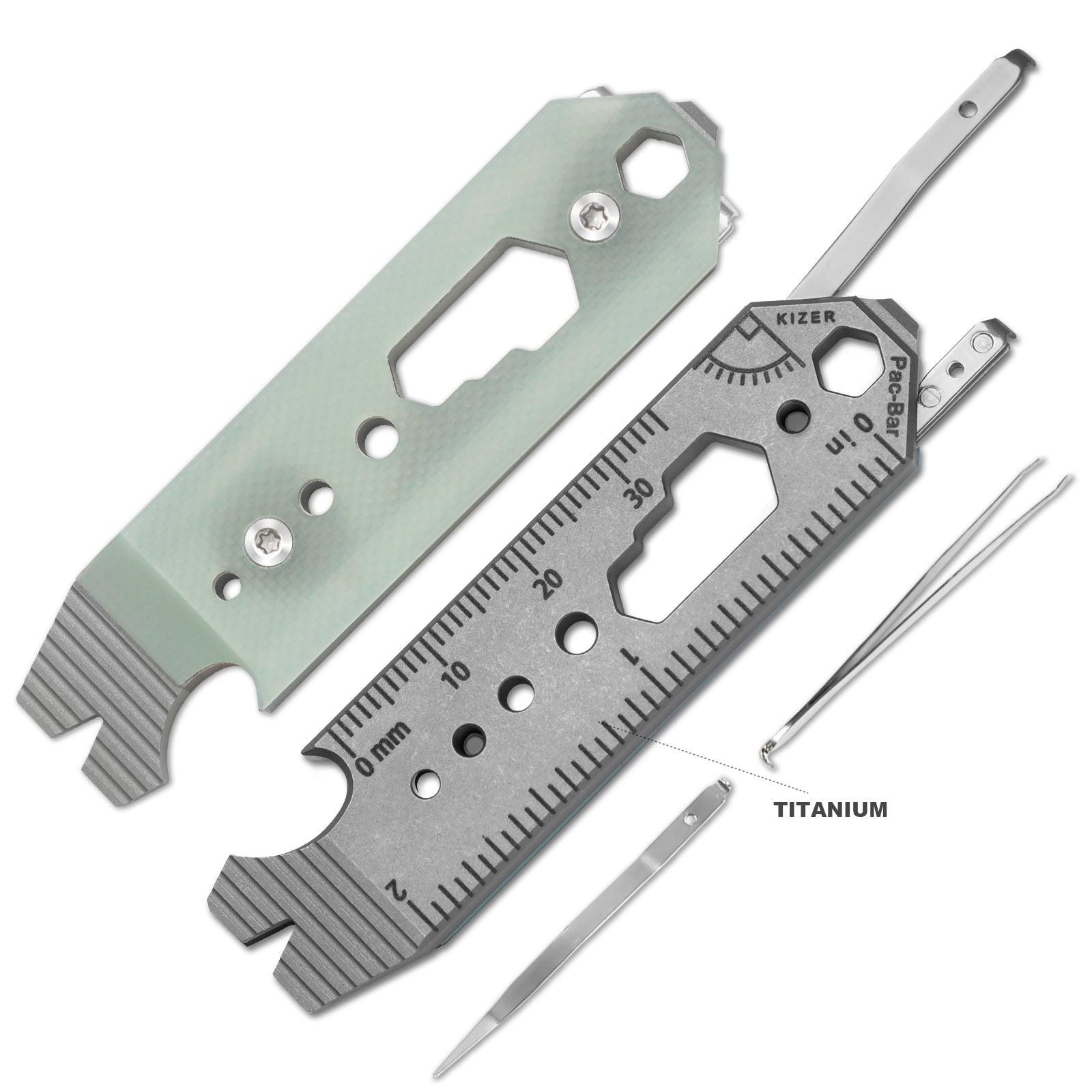 Kizer Titanium & G10 EDC Multi-Functional Tools Jade Pac-Bar