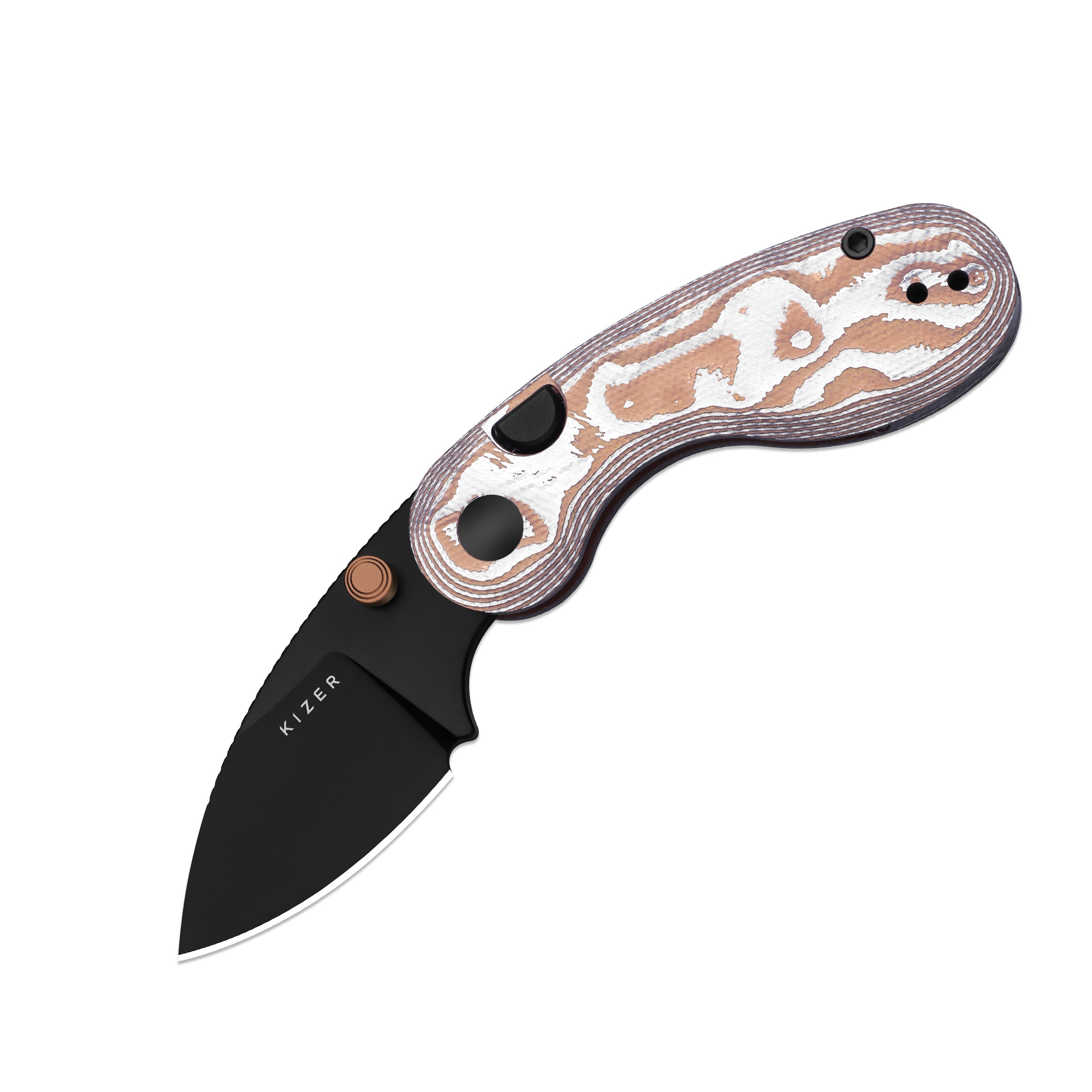 Microbe™ | 5Th Pocket Knife | Kizer Button Liner Lock™ | Copper Foil G10 Handle | KizerV™ 2742A12