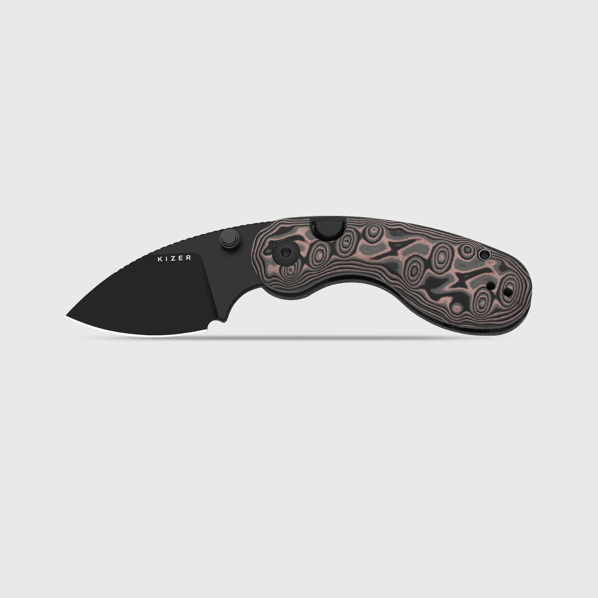 Microbe™ | 5Th Pocket Knife | Kizer Button Liner Lock™ | vortex pattern micarta Handle | KizerV™ 2742M1
