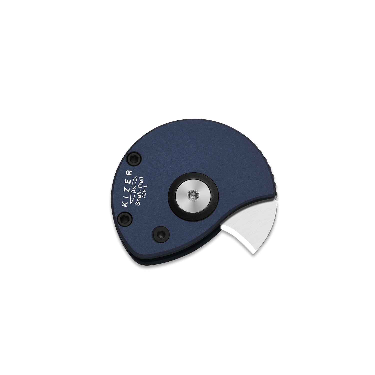 Snail-Trail | 5th Pocket Coin Knife | Detent Slip Joint | AEB-L | Matte Navy Blue Aluminum Handle | Flat Grind | KizerV™ 2757A2
