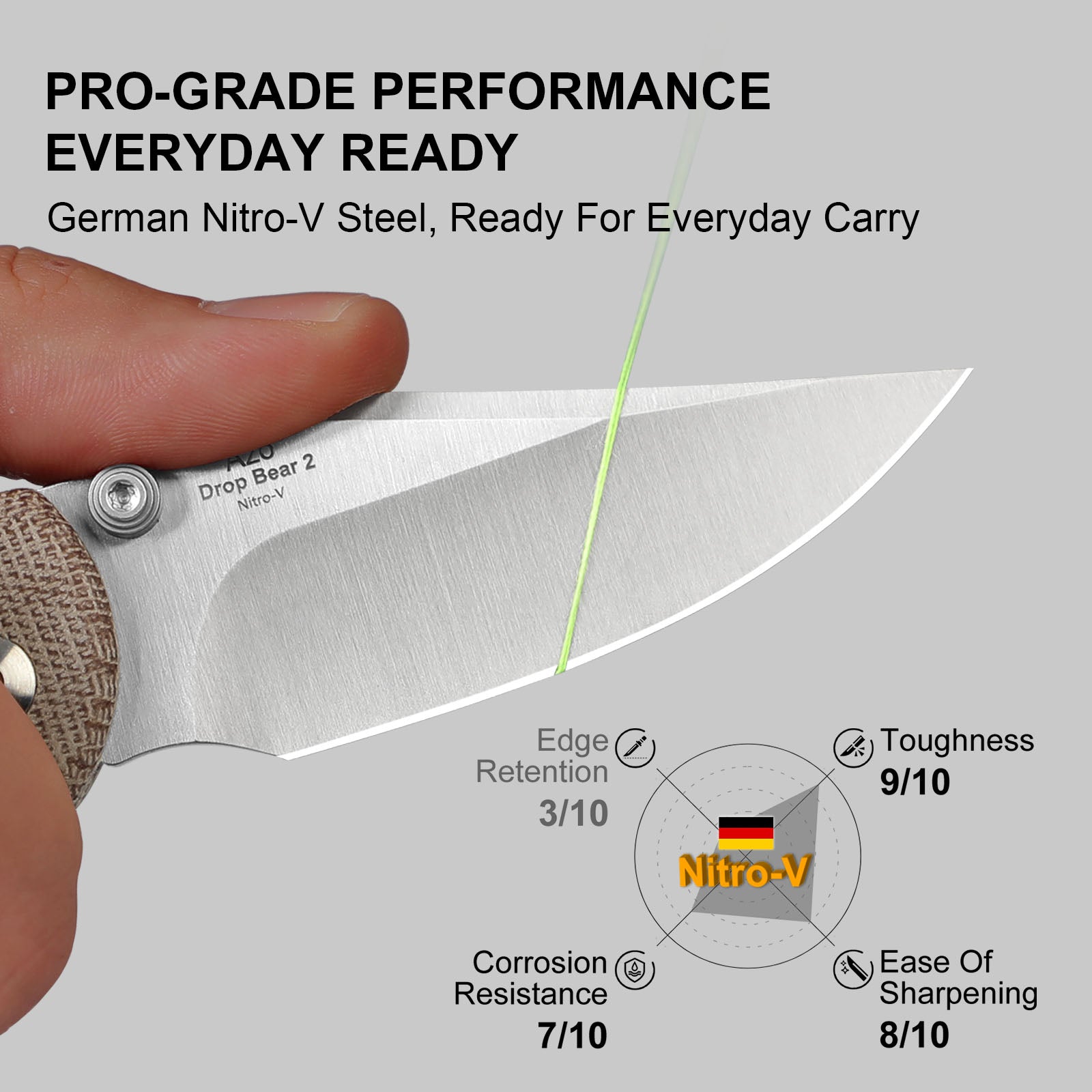Drop Bear® 2 | Kizer Button Liner Lock™ | Nitro-V | Micarta | Kizer Button Liner Lock™ | KizerV™ 3619.2CC1