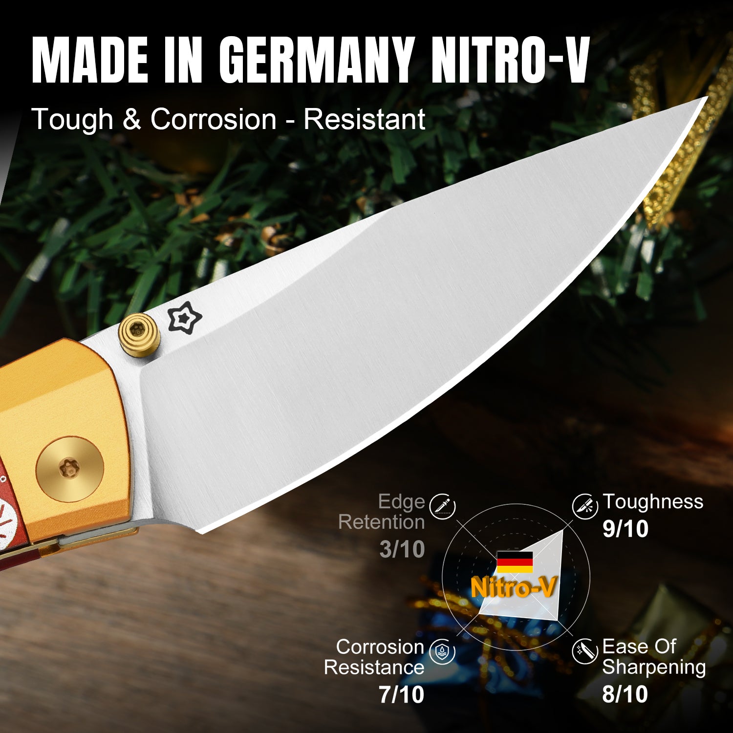 Christmas | Mini MoMo | Nitro-V | Aluminum & Micarta | KizerV™ 3663MC1 | Limited