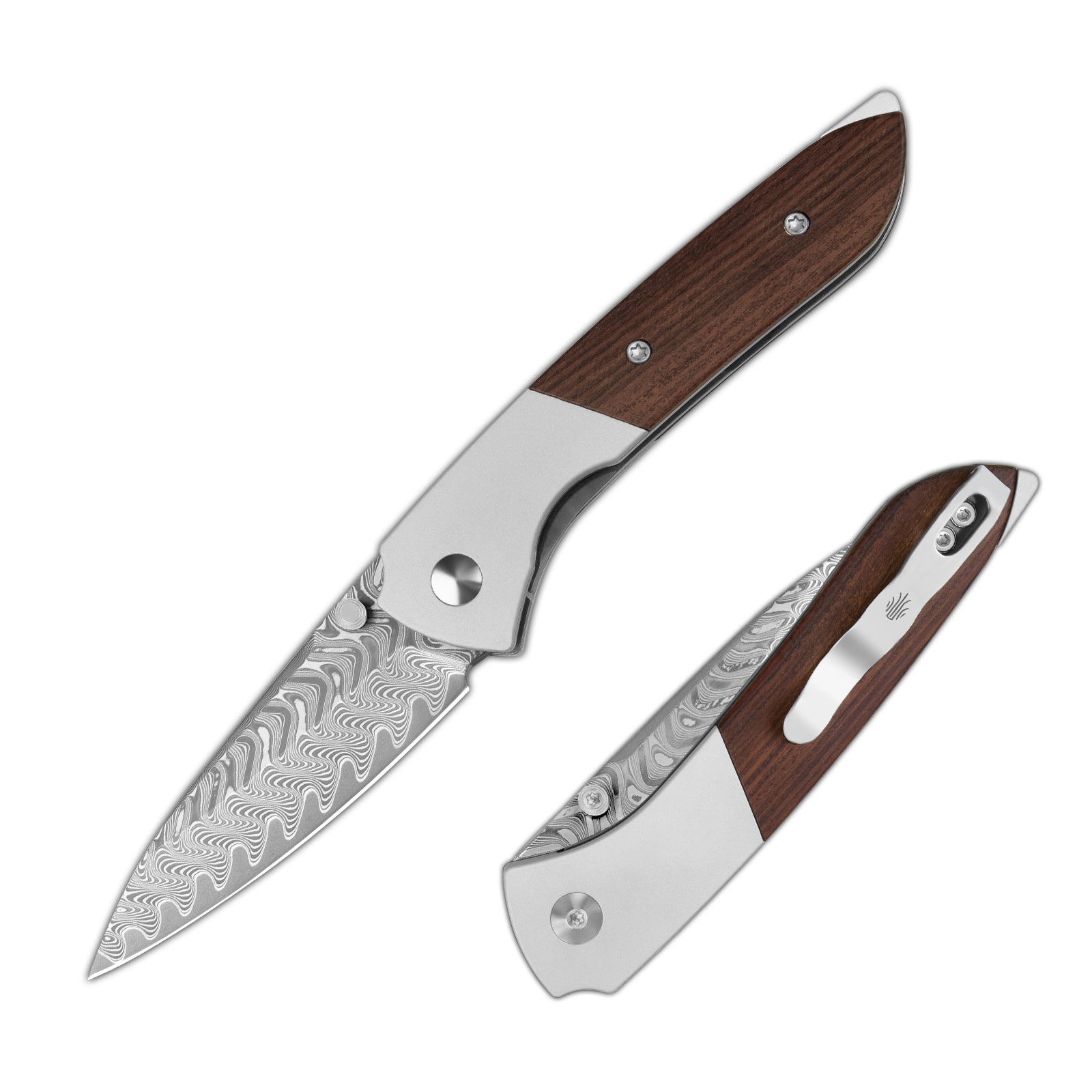 Spitfire | Damascus Steel | Aluminum & Mkuruti Wood | KizerV™ 3690A3