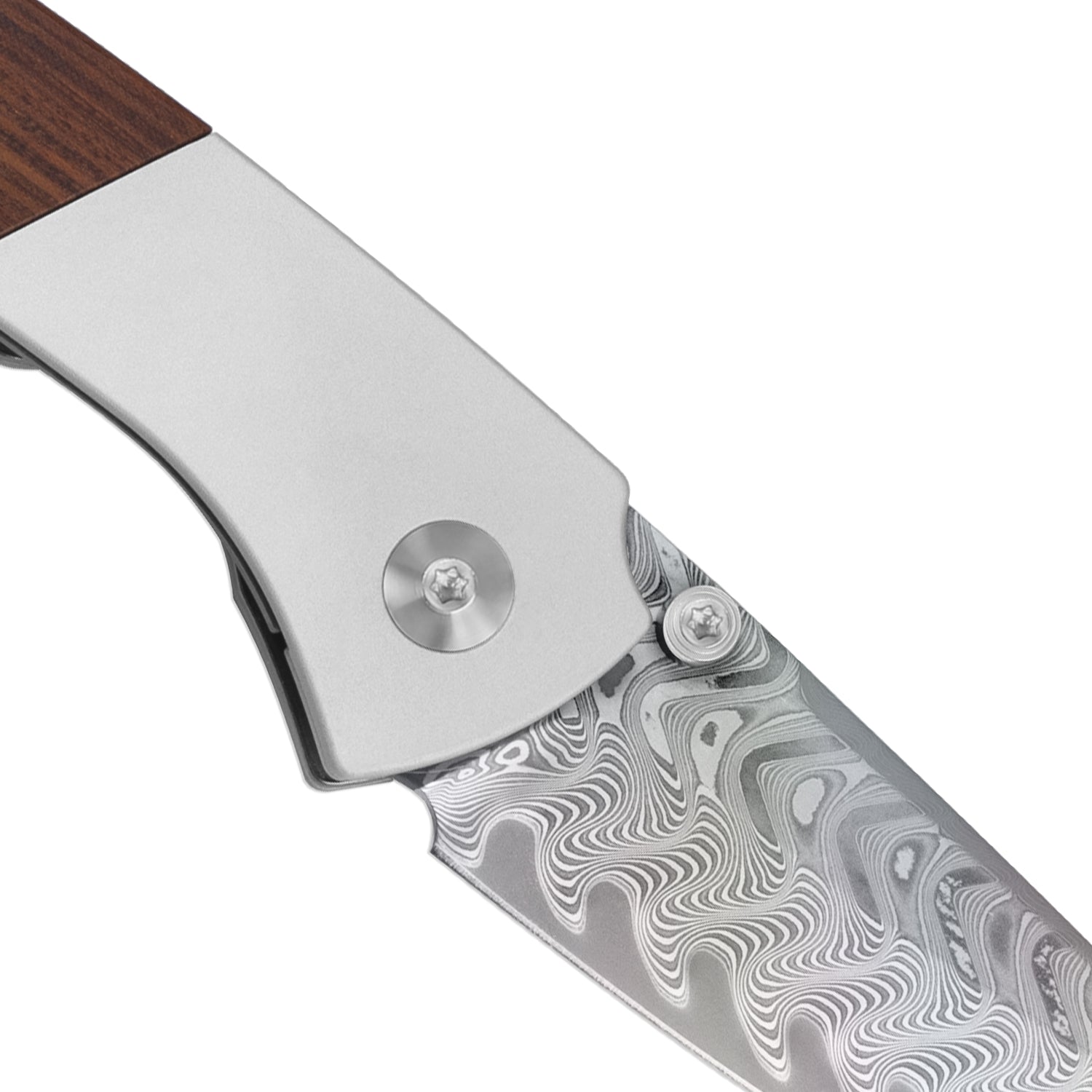 Spitfire | Vibrant Acid.Washed Finish | Damascus Steel | Aluminum & Mkuruti Wood | KizerV™ 3690A4