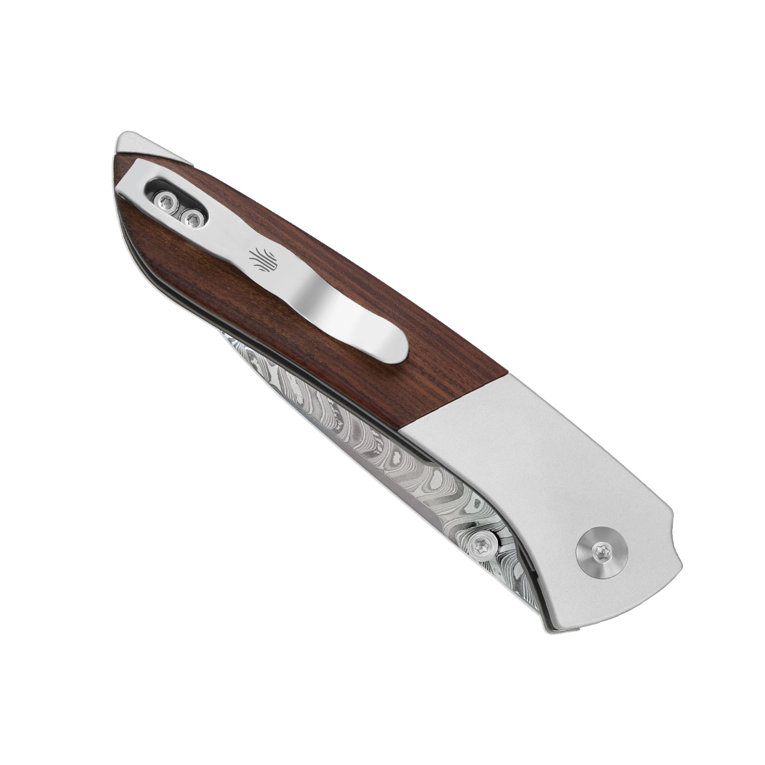 Spitfire | Vibrant Acid.Washed Finish | Damascus Steel | Aluminum & Mkuruti Wood | KizerV™ 3690A4