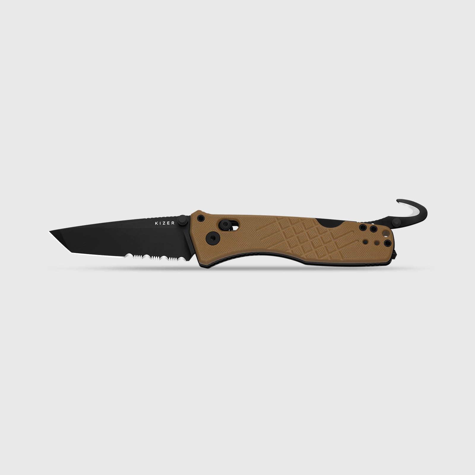 Aegis T | Partially-Serrated Edge | Kizer Clutch Lock™ | Rescue Hook & Glass Breaker | KizerV™ 3774CTA3
