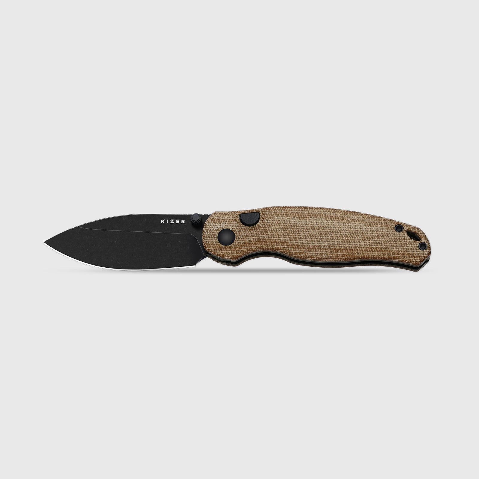 Phoca BD | Kizer Button Liner Lock™ | 14C28N | Norplex UltreX™ Micarta | KizerV™ 3781BDA1