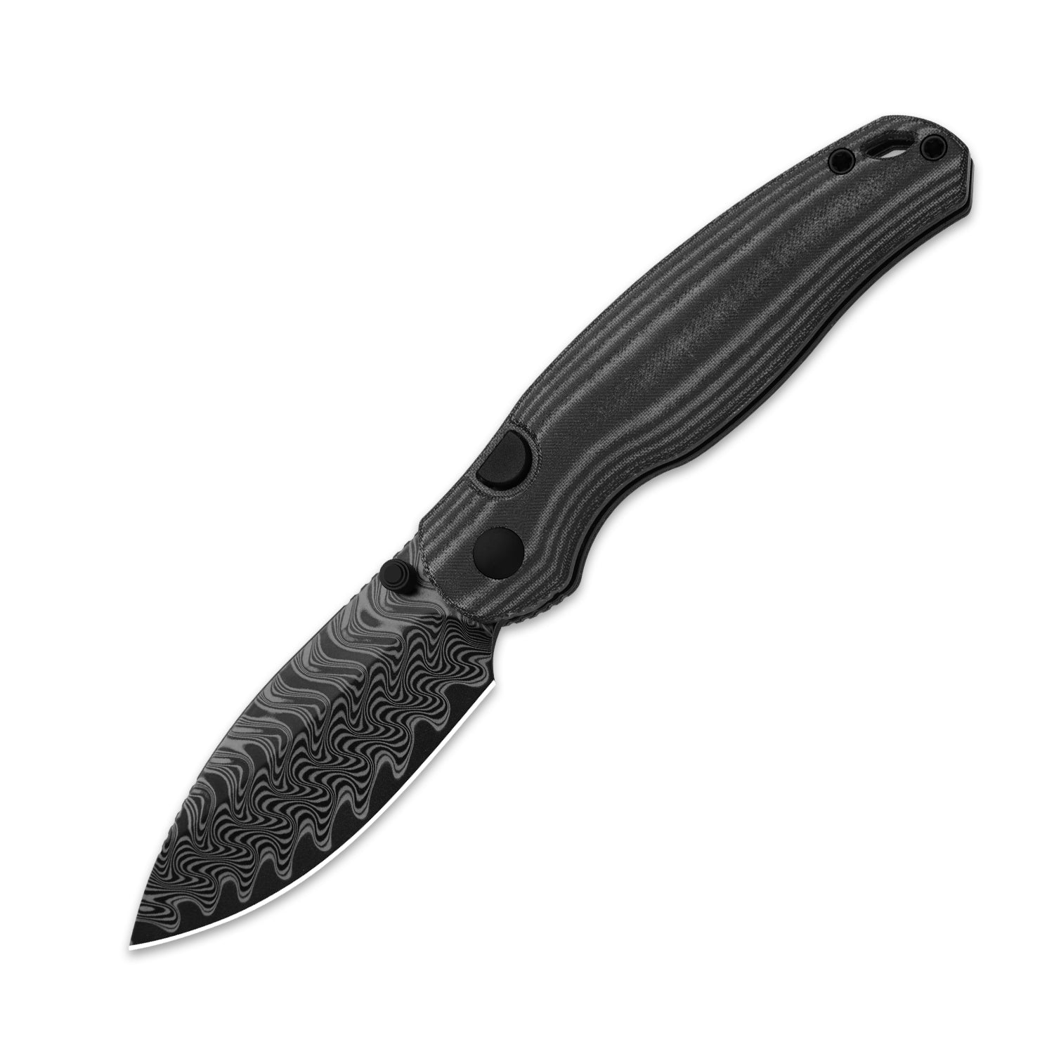 Phoca BD | Kizer Button Liner Lock™ | Black Acid Damascus | Norplex UltreX™ Micarta | KizerV™ 3781BDA3