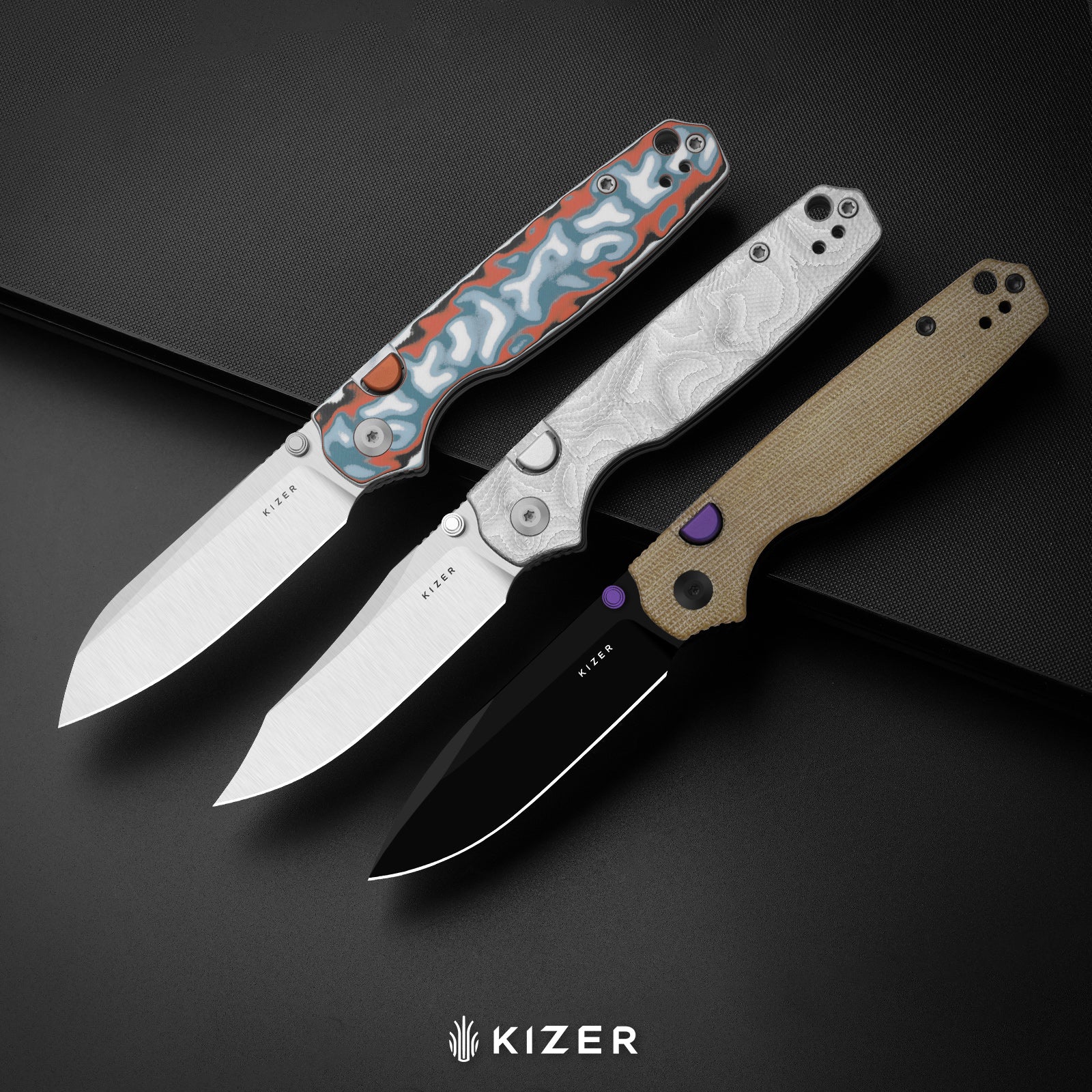 Pokiman BLL | Kizer Button Liner Lock™ | AEB-L | Aluminum Foil G10 Handle | KizerV™ 3789BCA1