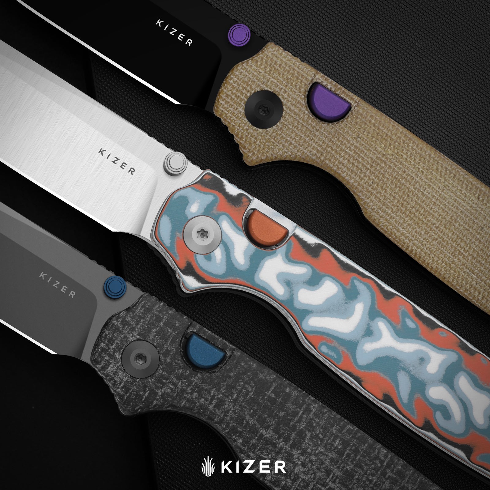 Pokiman BLL | Kizer Button Liner Lock™ | AEB-L | Aluminum Foil G10 Handle | KizerV™ 3789BCA1