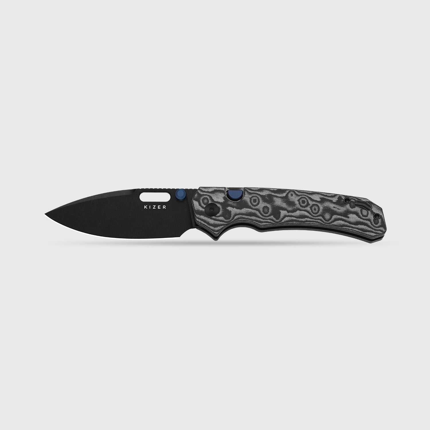 Outposter | Kizer Button Liner Lock™ | Vortex Pattern Micarta  | Nitro-V + PVD Coating & Stonewashed | KizerV™ 3802BDA2