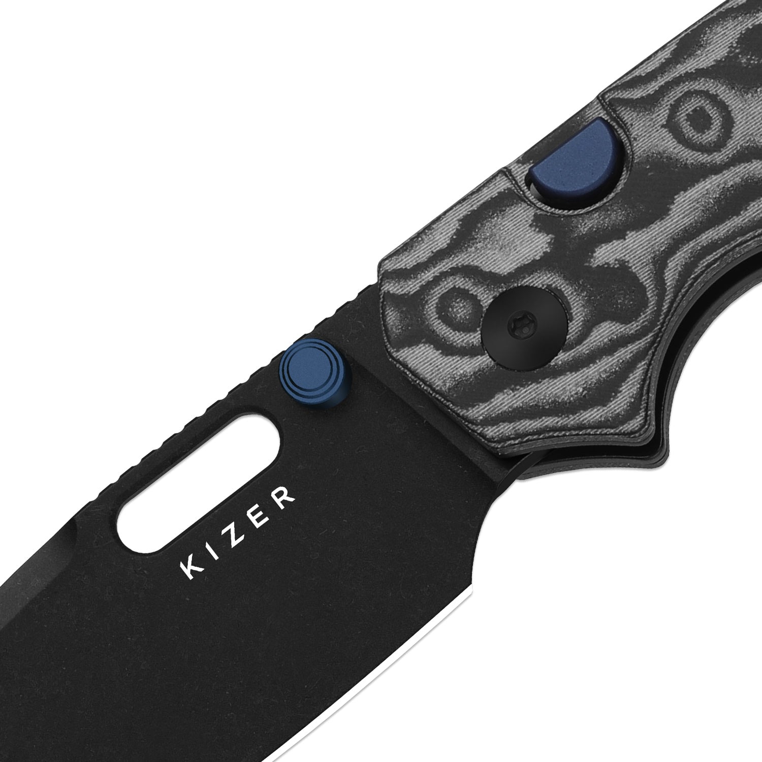 Outposter | Kizer Button Liner Lock™ | Vortex Pattern Micarta  | Nitro-V + PVD Coating & Stonewashed | KizerV™ 3802BDA2