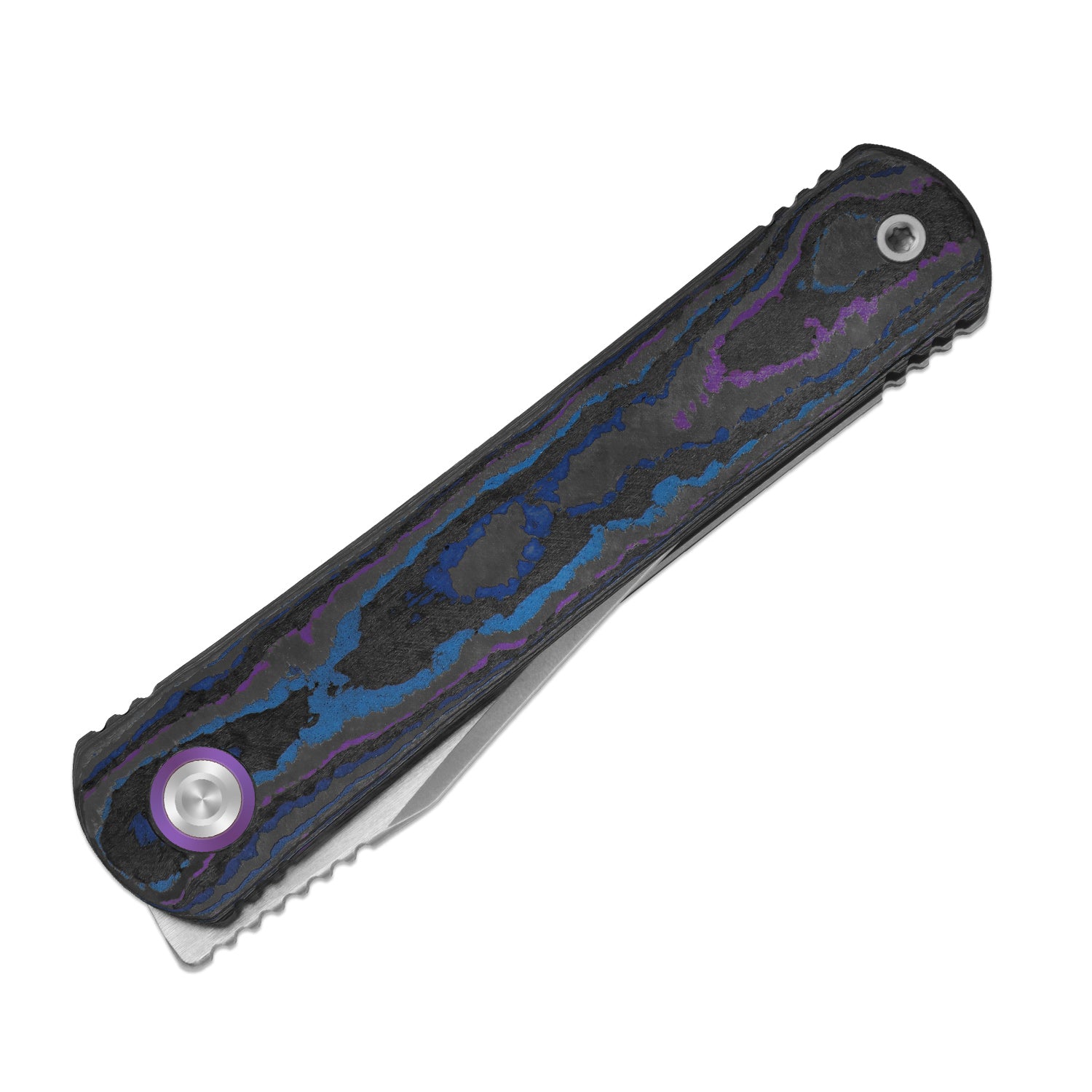 Feist 3 | CPM S90V + Stonewashed & Flat Brushed | UV-Luminescent | Clip Point | Titanium & CamoCarbon Damtanium | KizerX™ 3499.3A2