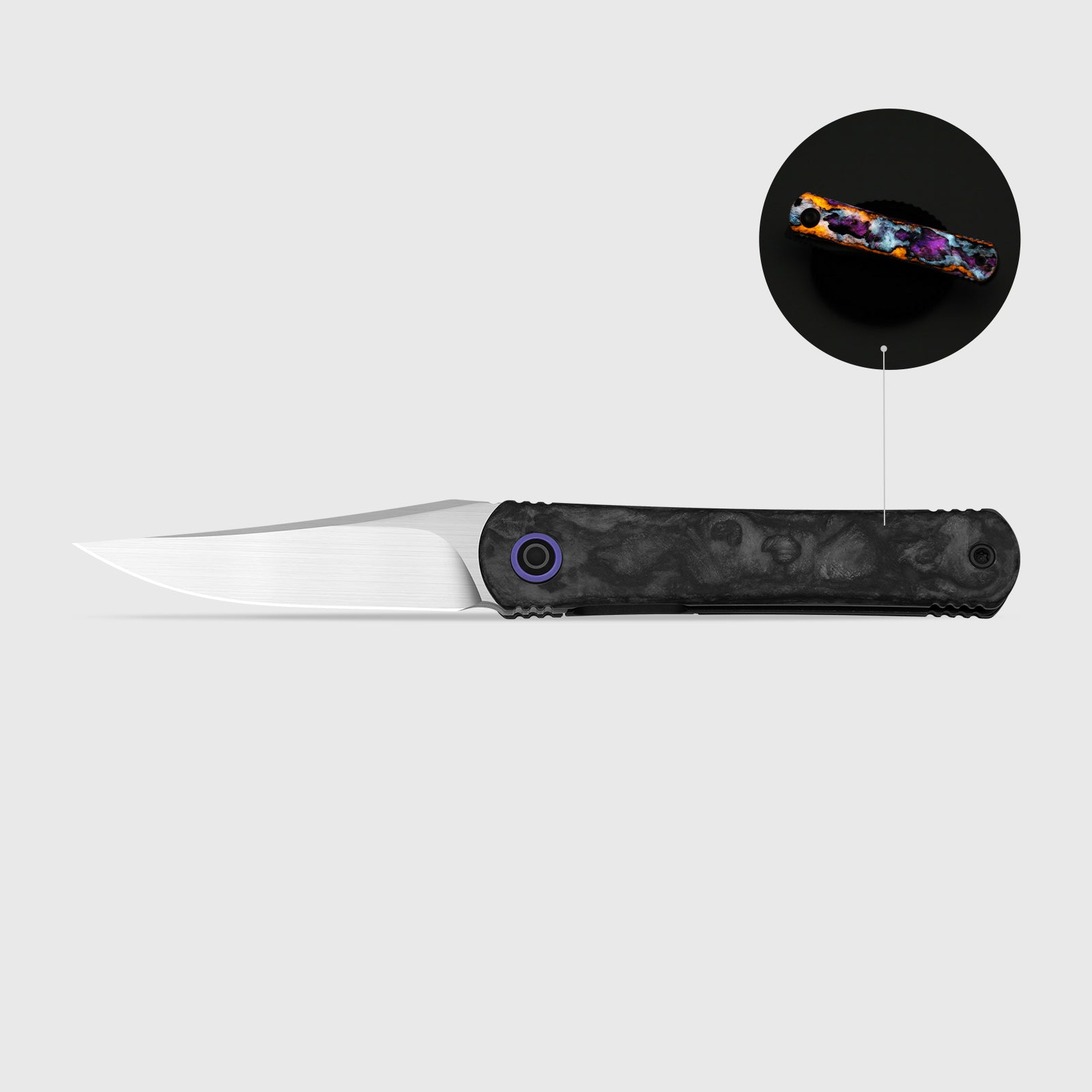 Feist 3 | CPM S90V + Hand-brushed | Titanium & KizerNova™ CF Lava | Clip Point | KizerX™ 3499.3A7