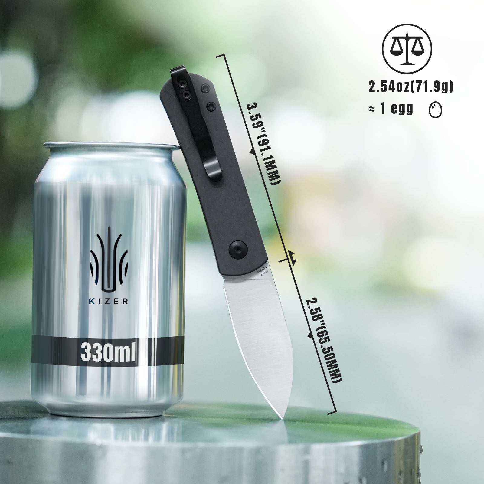 Yorkie | Nitro-V | Aluminum . 2.58 " Satin | KizerV™ 3525A4