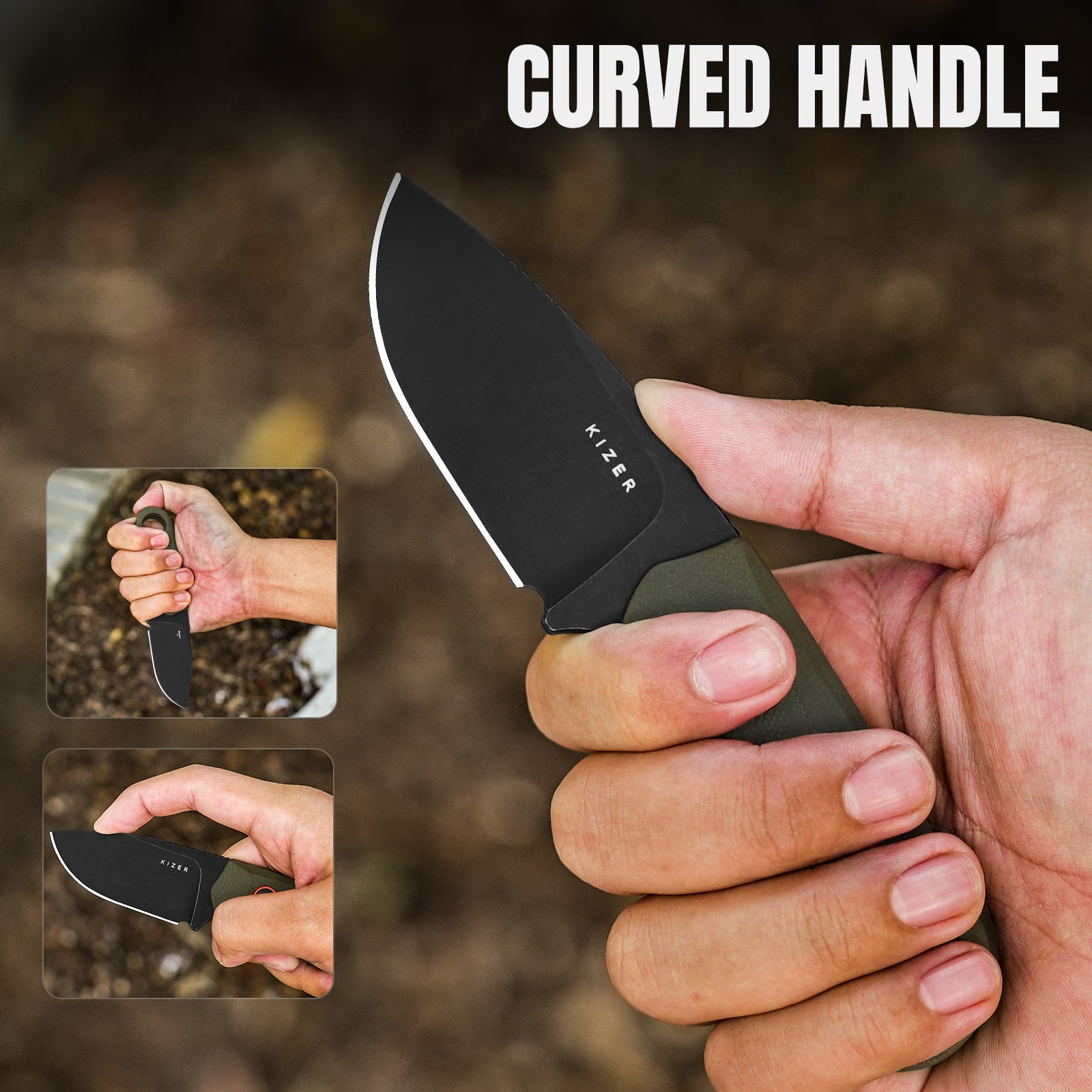 Beaver | D2 | Olive Green G10 | KizerV™ 1078A1