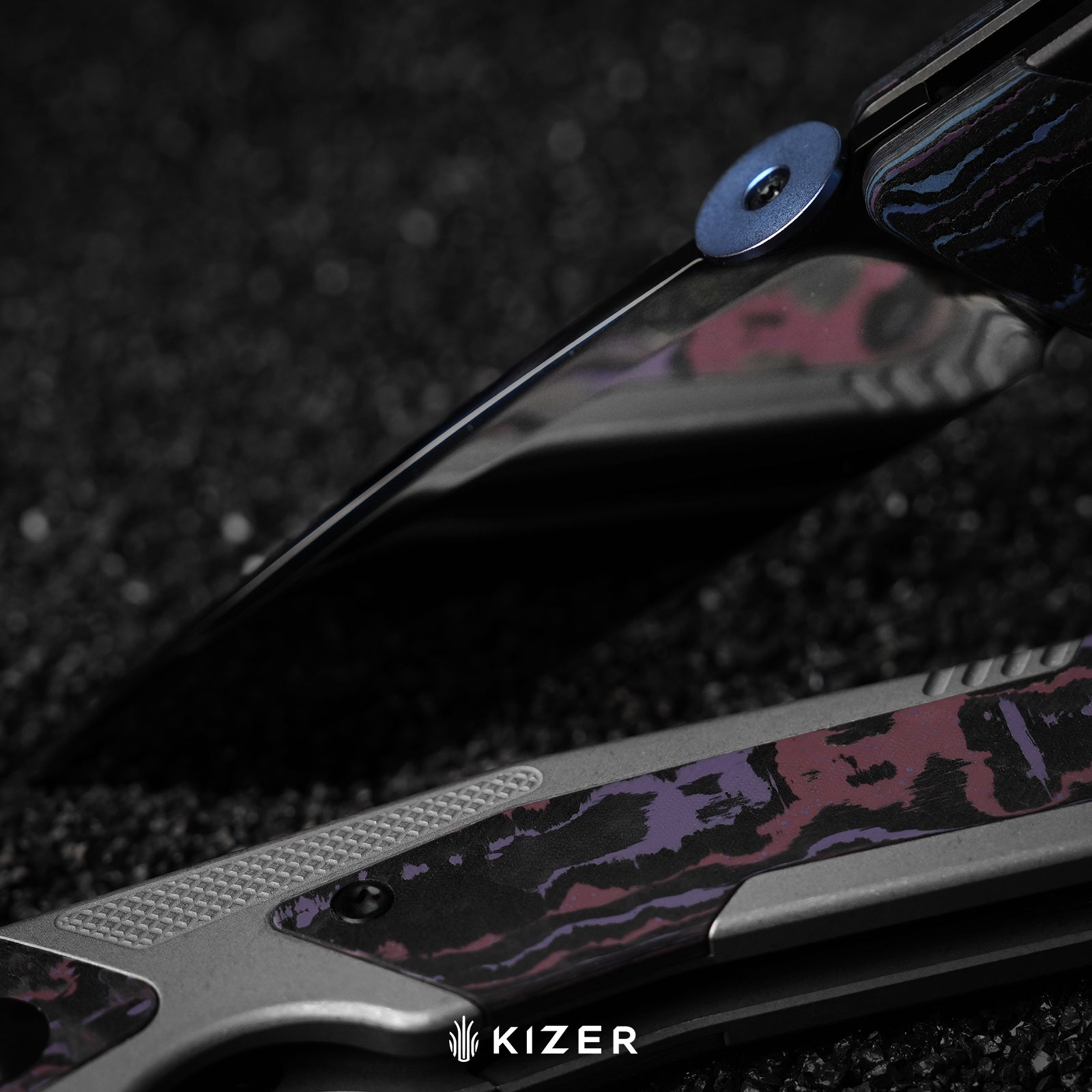 Sable Chief | K390 | Polished DLC Ultra | Titanium & FatCarbon Purple Haze | KizerB™ 3745A2